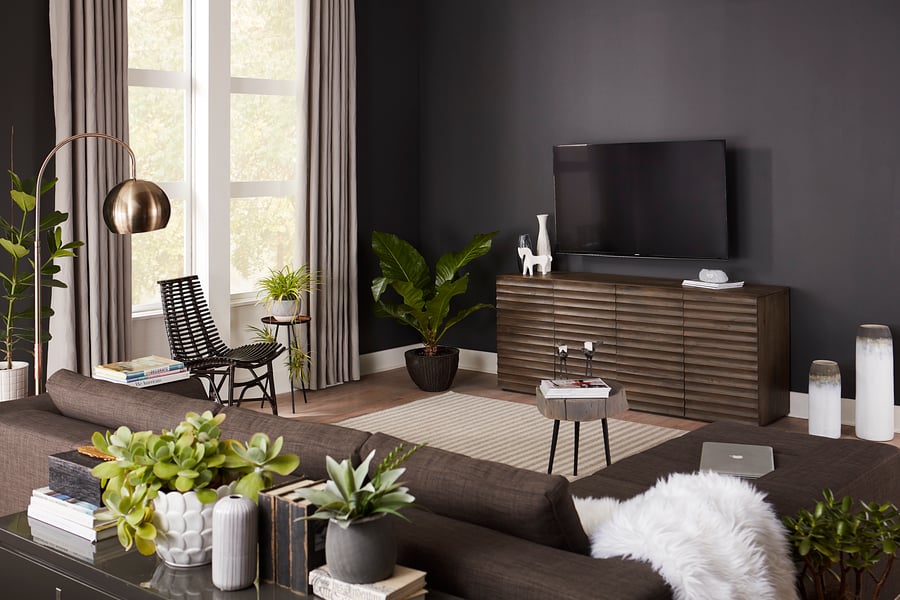 Why Your TV  Wall  Is Practically Made for the Dark Wall  Trend